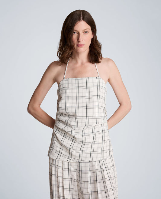 Halter Neck Bustier with Pleats at Waist