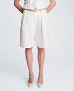 Fly Front High Rise Pleated Short Bermuda Refined Linen Short