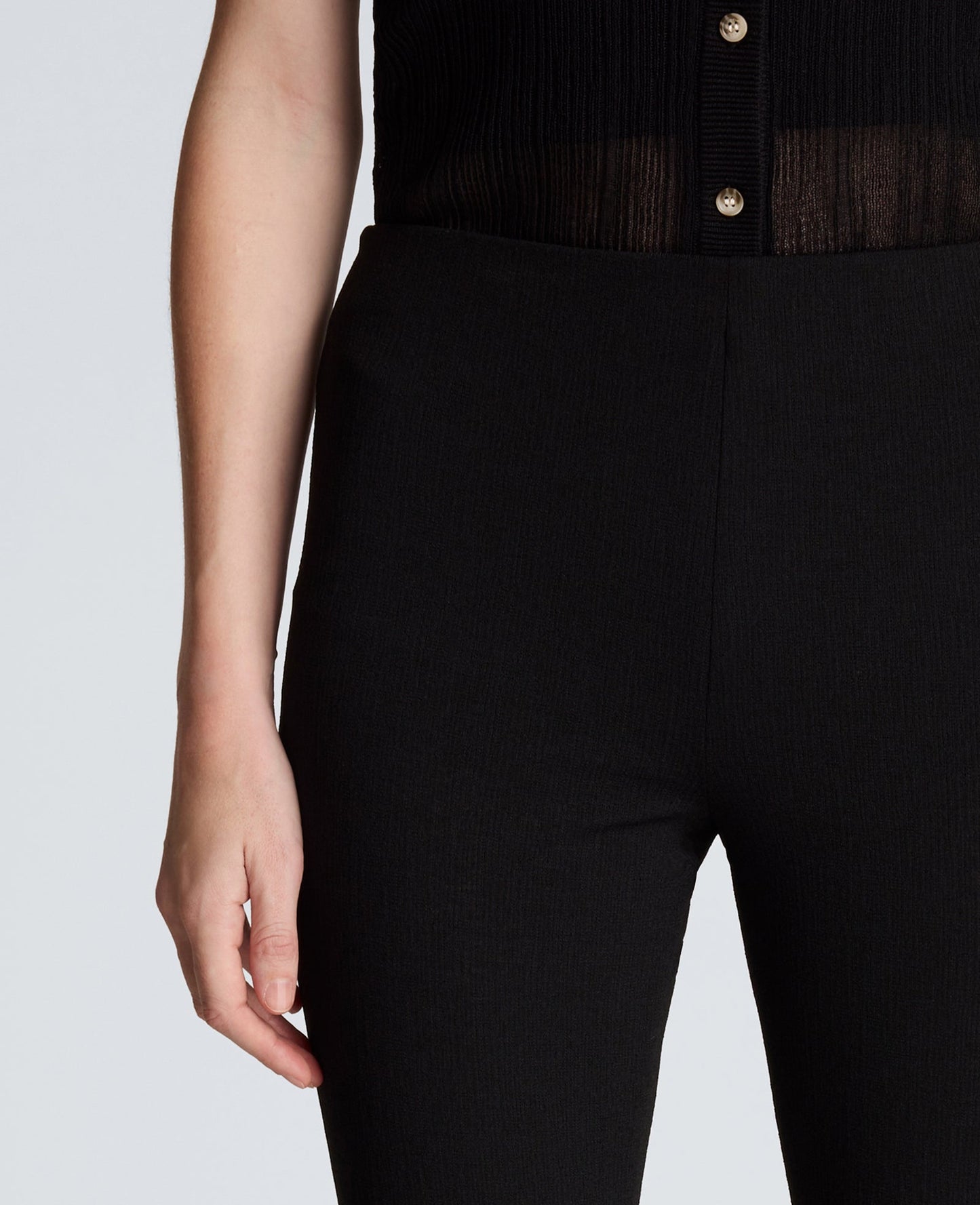 Textured Knit Pull On Flare Pant with Inner Short