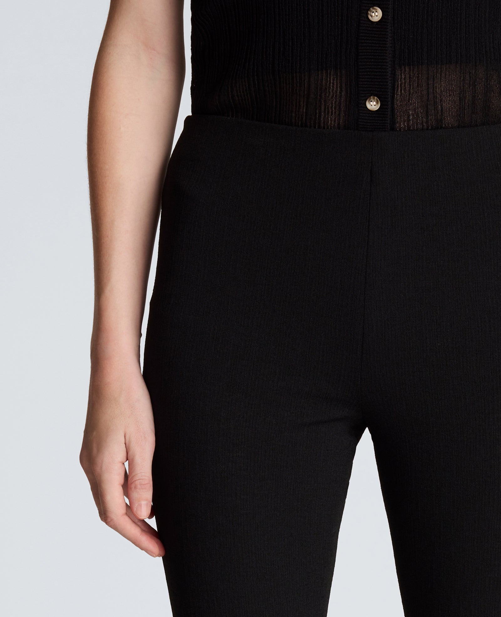 Textured Knit Pull On Flare Pant with Inner Short