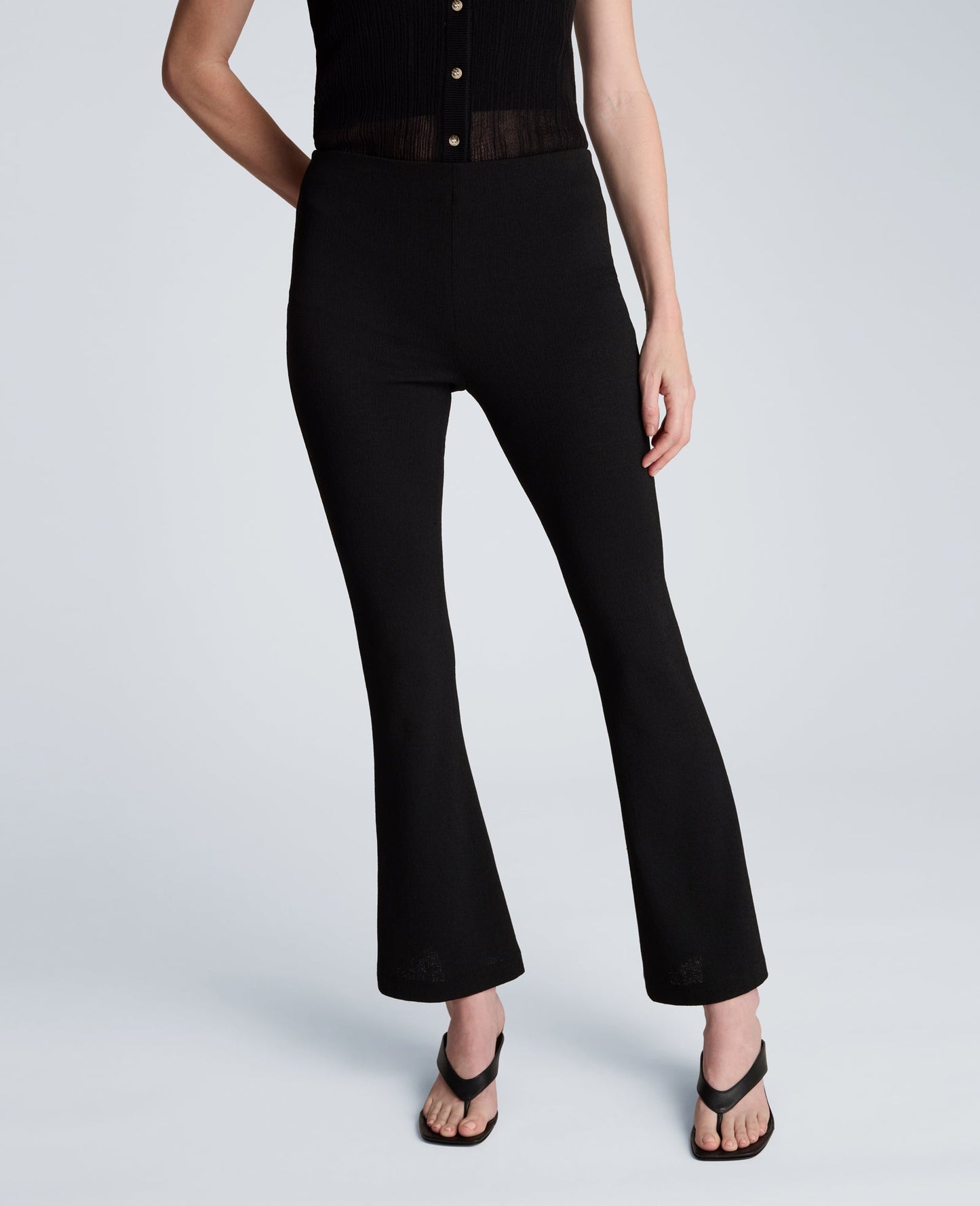 Textured Knit Pull On Flare Pant with Inner Short