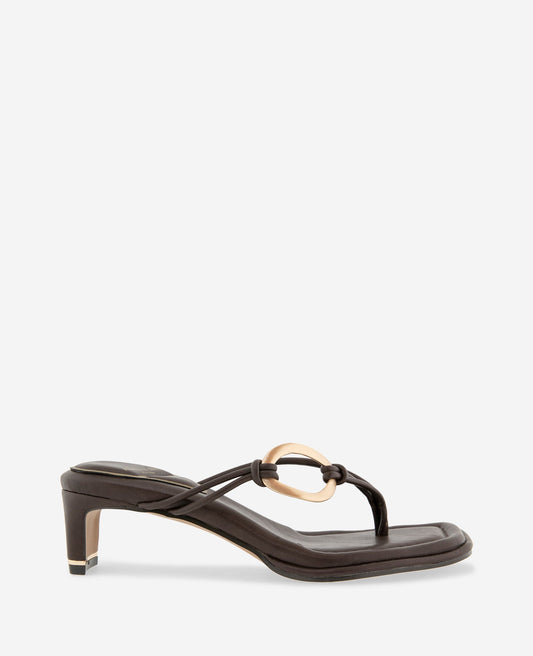 Madrid Leather Embellished Heel Sandal