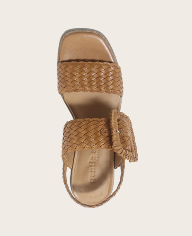 GENTLE SOULS - Madylyn Woven Leather Heel Sandal