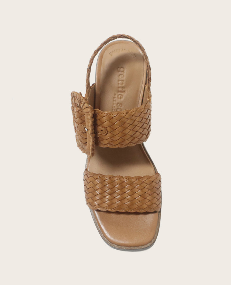 GENTLE SOULS - Madylyn Woven Leather Heel Sandal