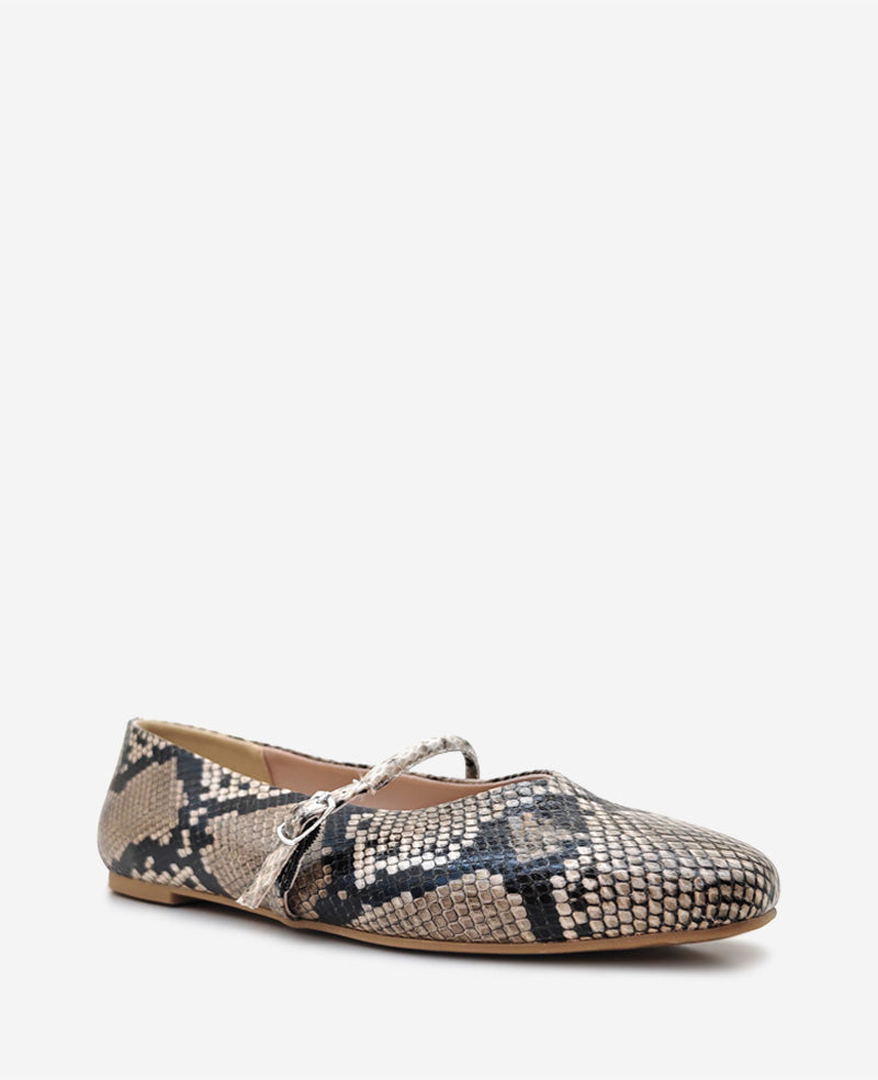 Magnolia Snakeskin Leather Ballet Flat