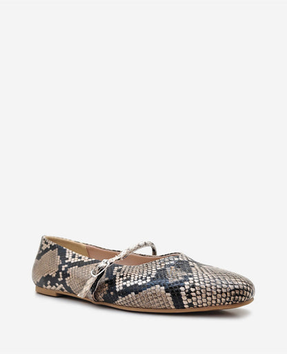 Magnolia Snakeskin Leather Ballet Flat
