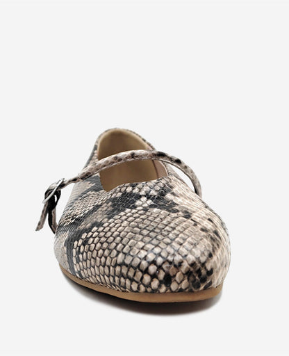 Magnolia Snakeskin Leather Ballet Flat