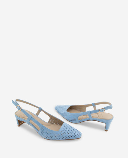Marbella Perforated Suede Slingback Heel
