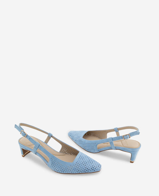 Marbella Perforated Suede Slingback Heel
