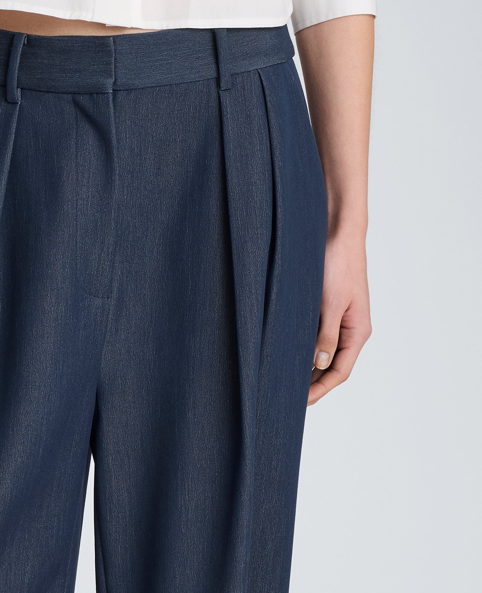High Rise Fly Front Belted Pant