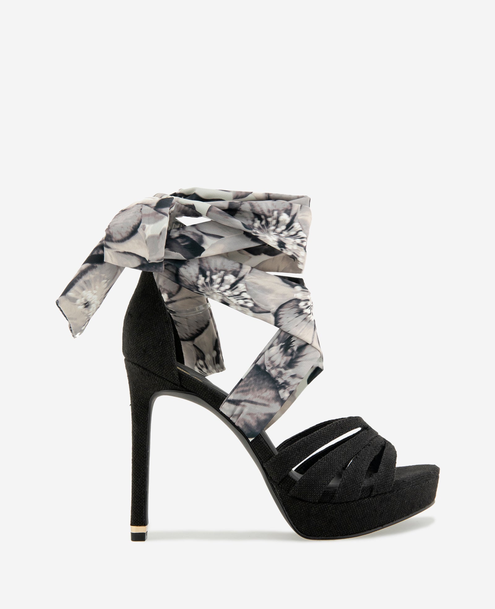 Nikkii Printed Fabric Wrap Around Platform Heel