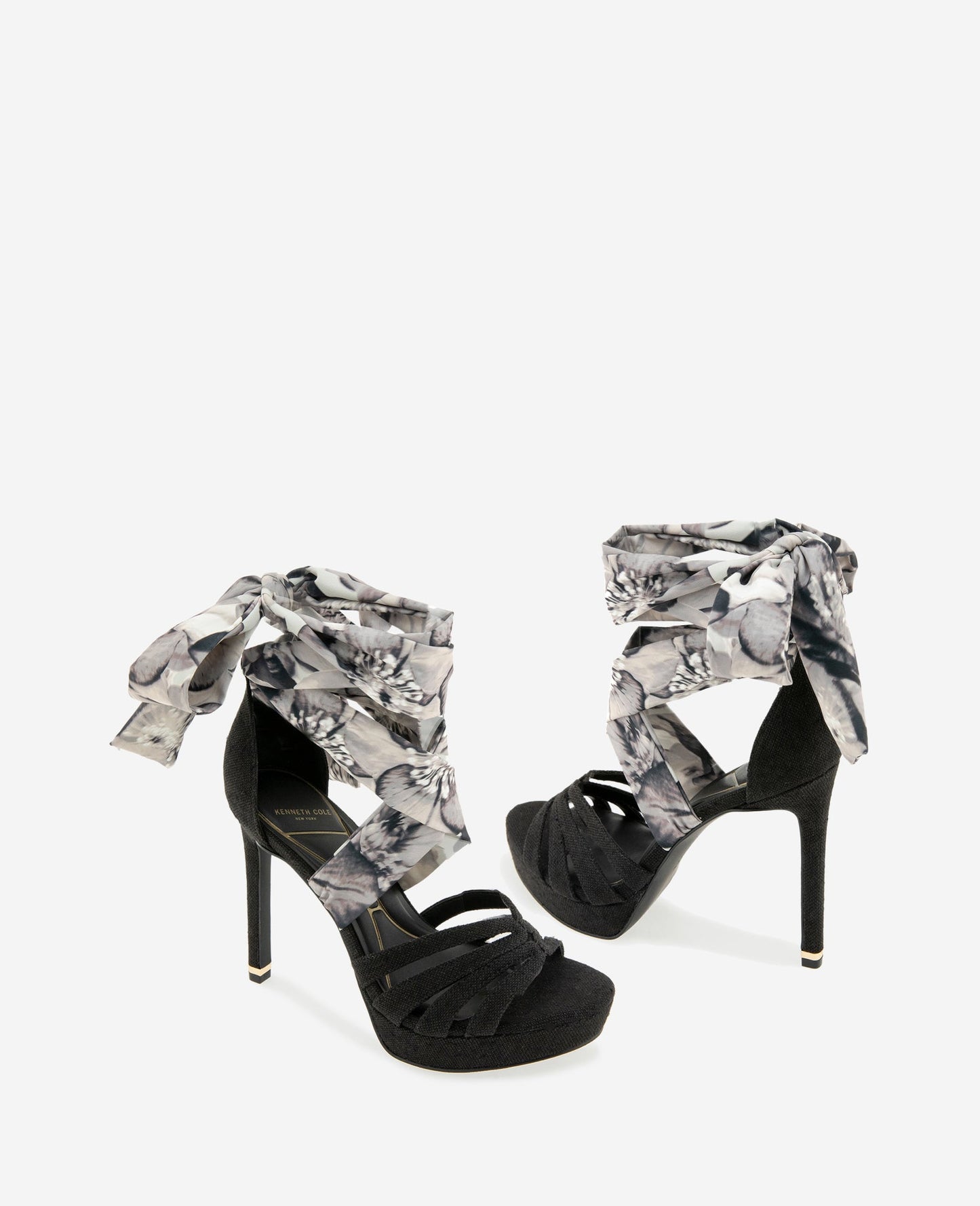 Nikkii Printed Fabric Wrap Around Platform Heel