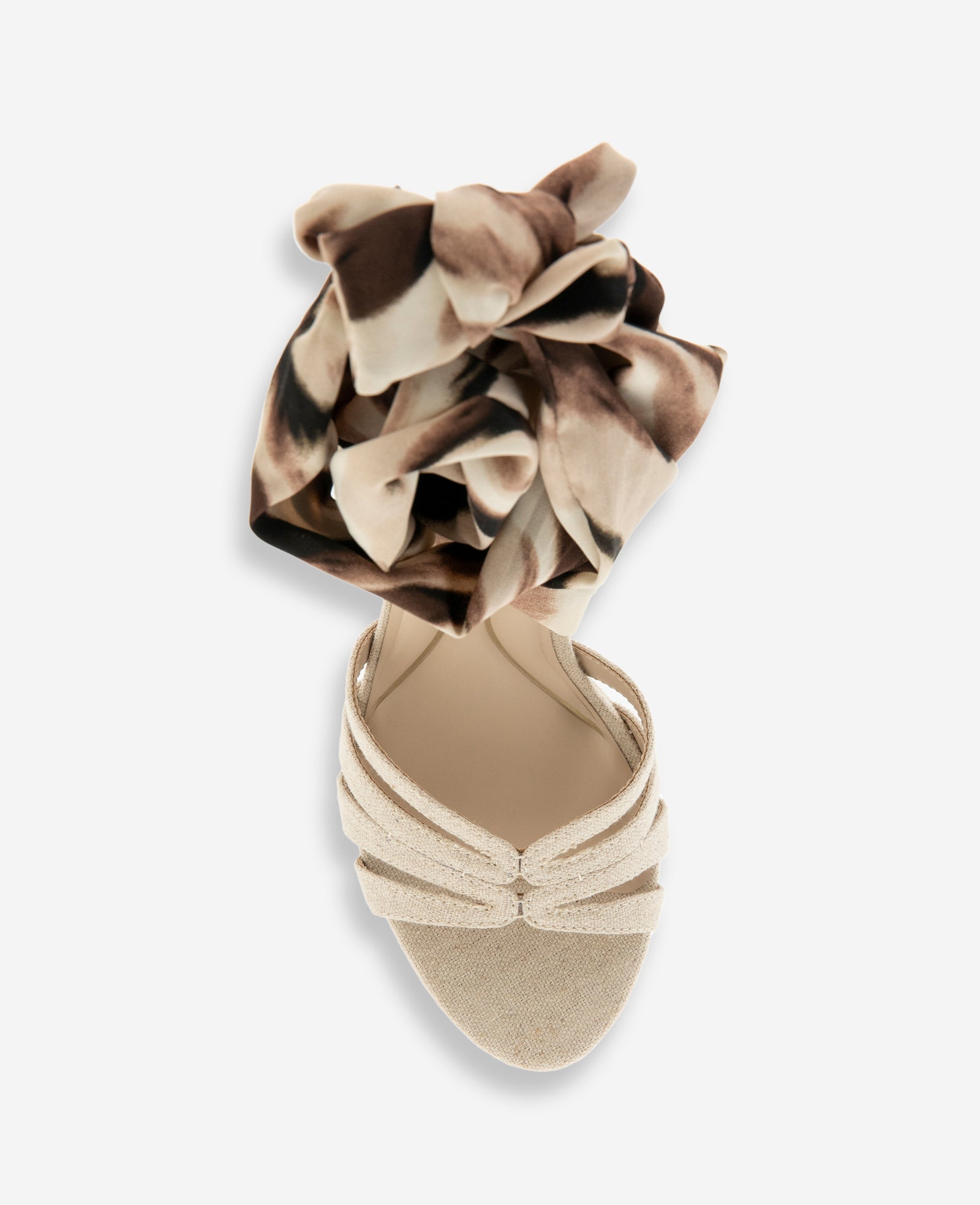 Nikkii Printed Fabric Wrap Around Platform Heel