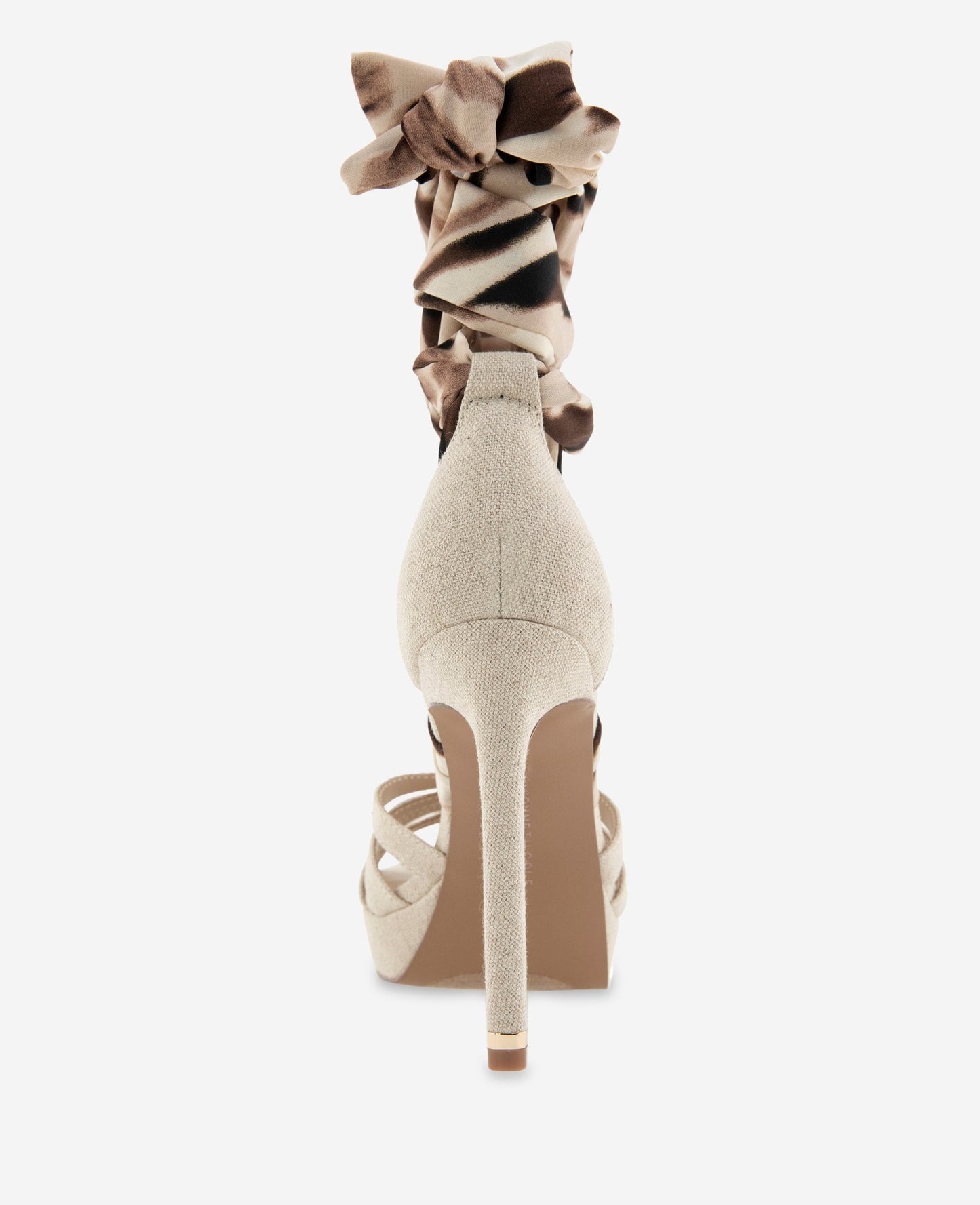 Nikkii Printed Fabric Wrap Around Platform Heel