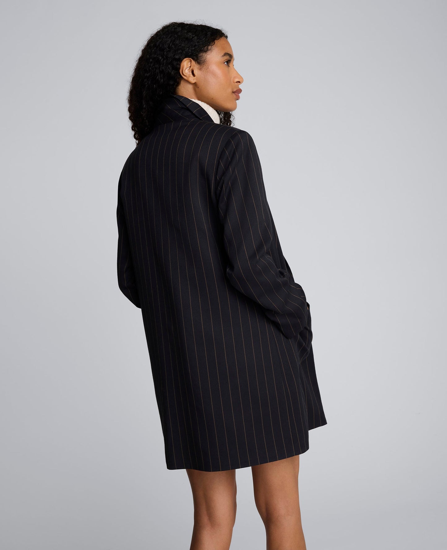 Pinstripe Patch Pocket Open Front Jacket