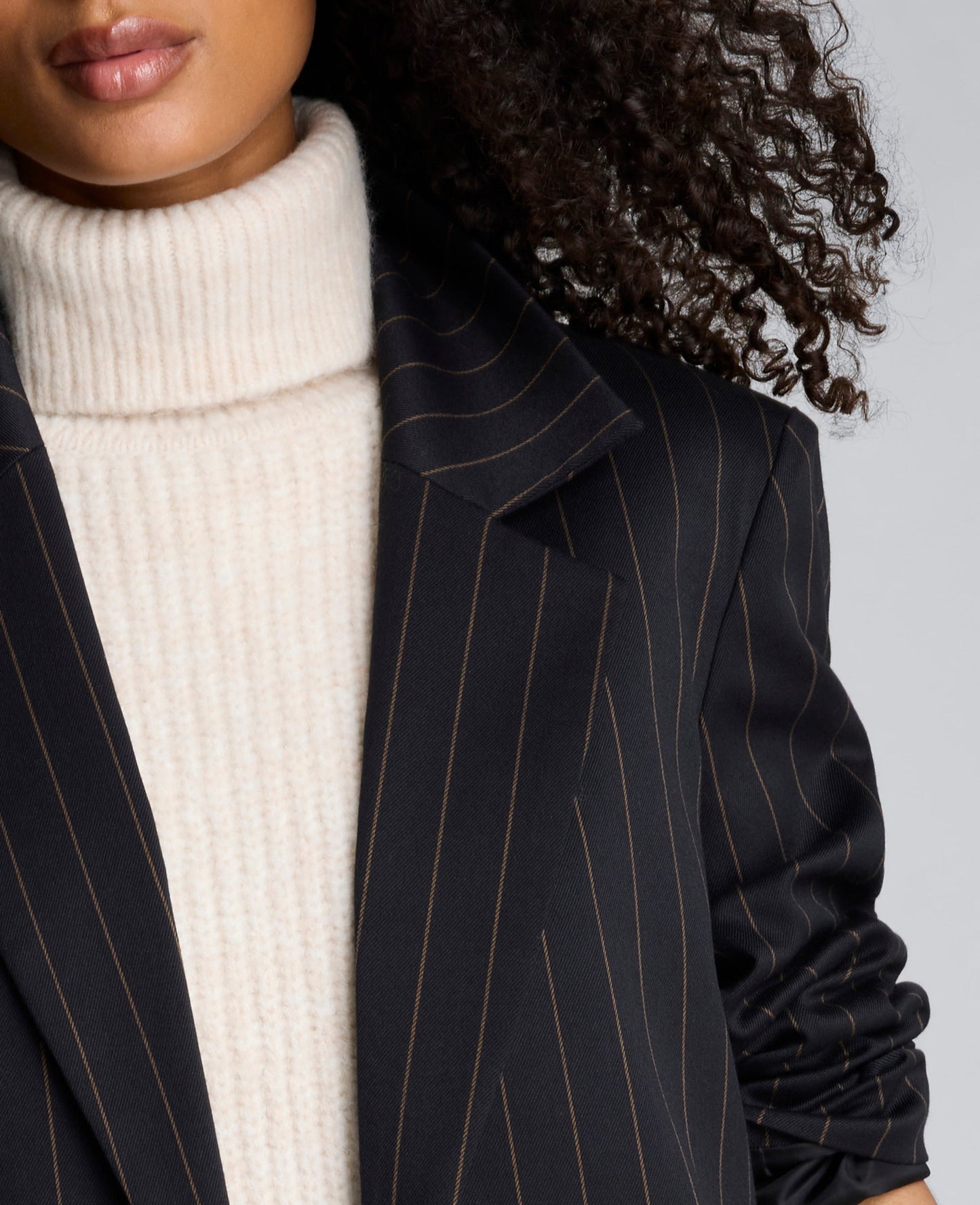 Pinstripe Patch Pocket Open Front Jacket