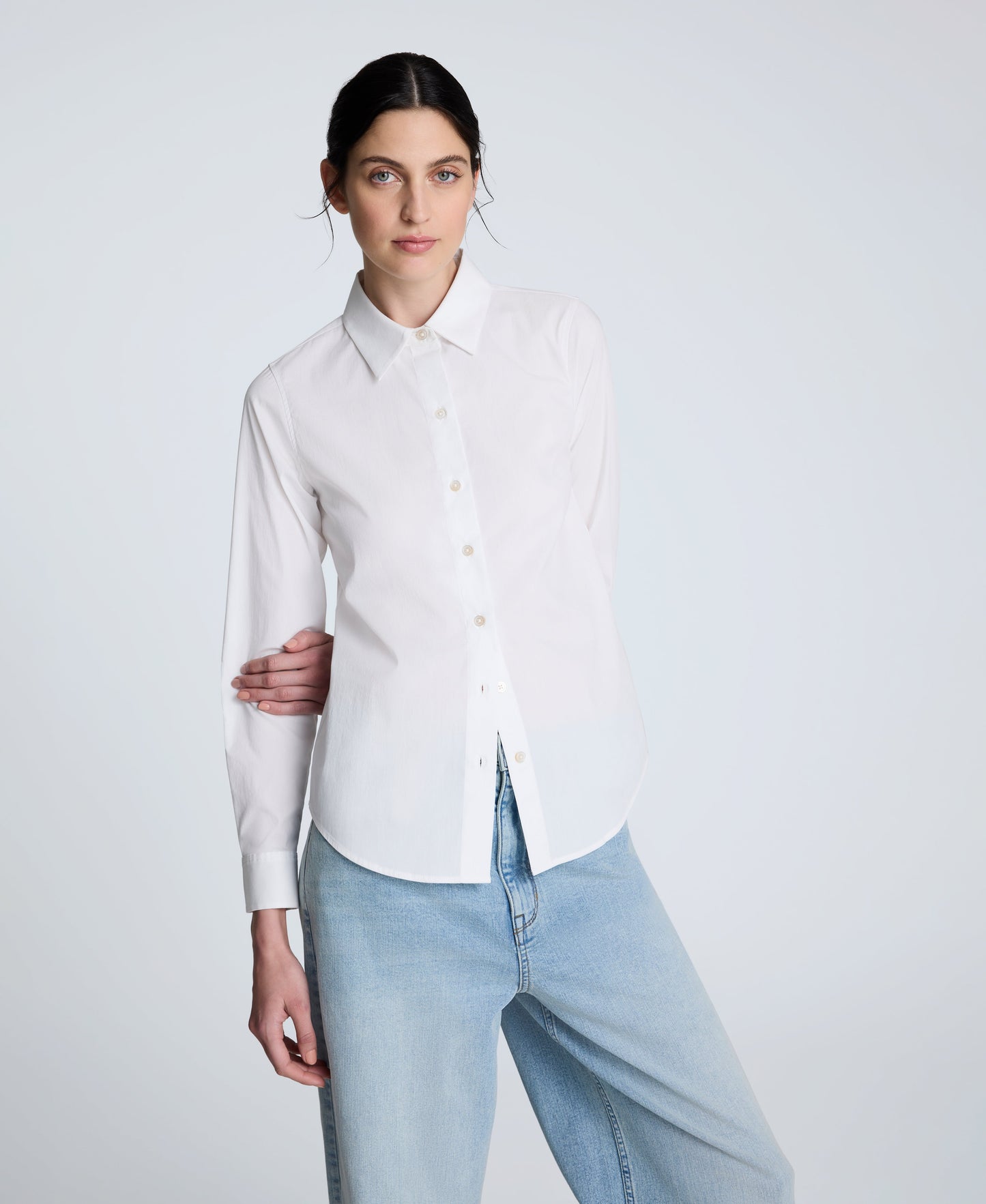 Poplin Button Front Shirt