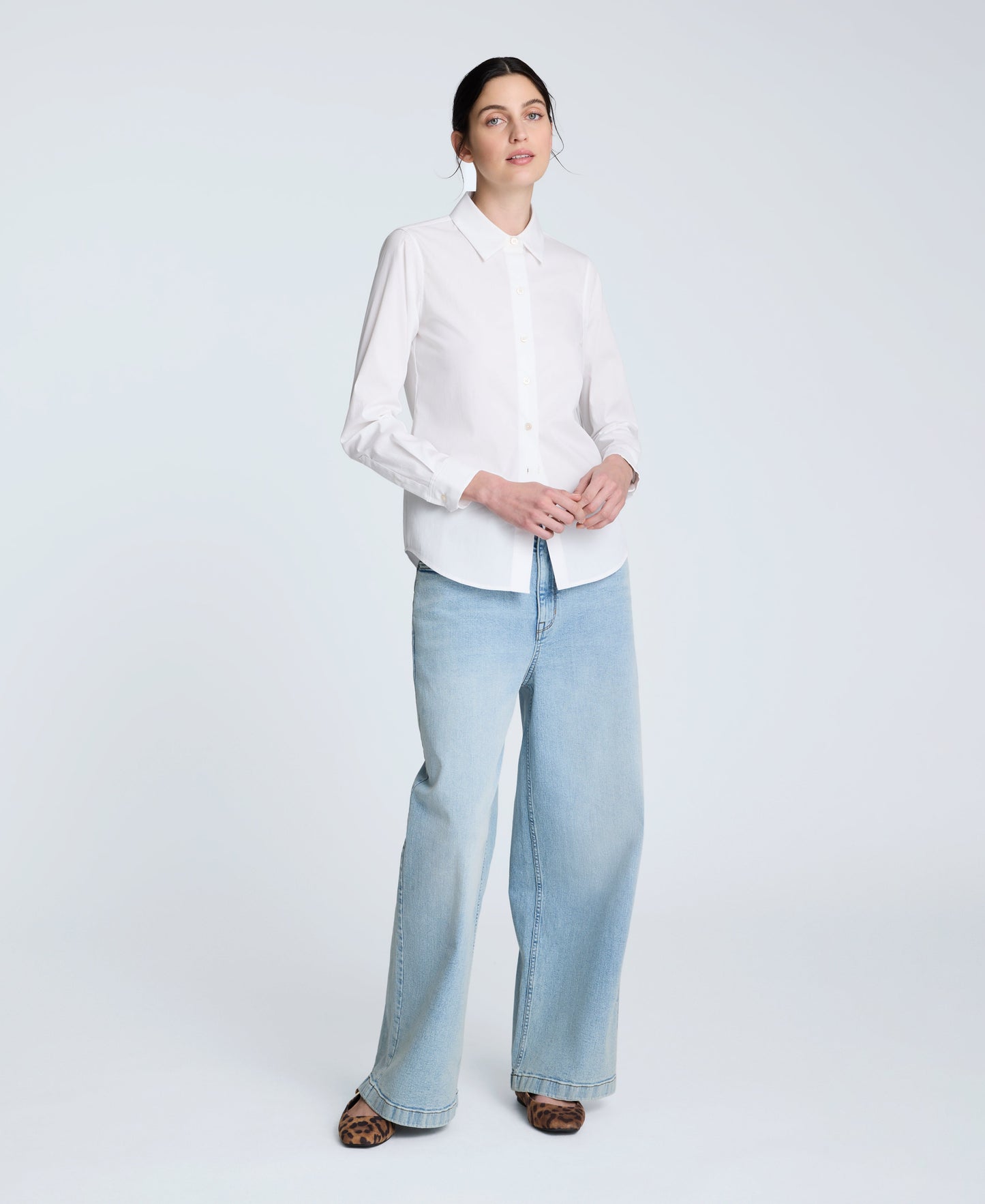 Poplin Button Front Shirt