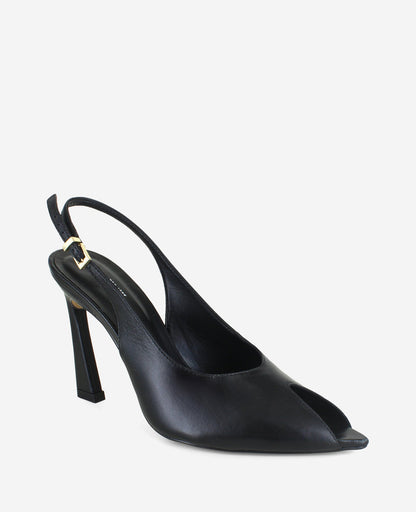 Priya Leather Peep Toe Slingback Heel
