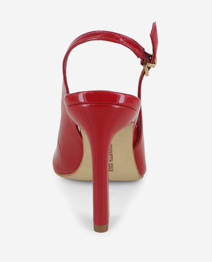 Priya Patent Peep-Toe Slingback Heel