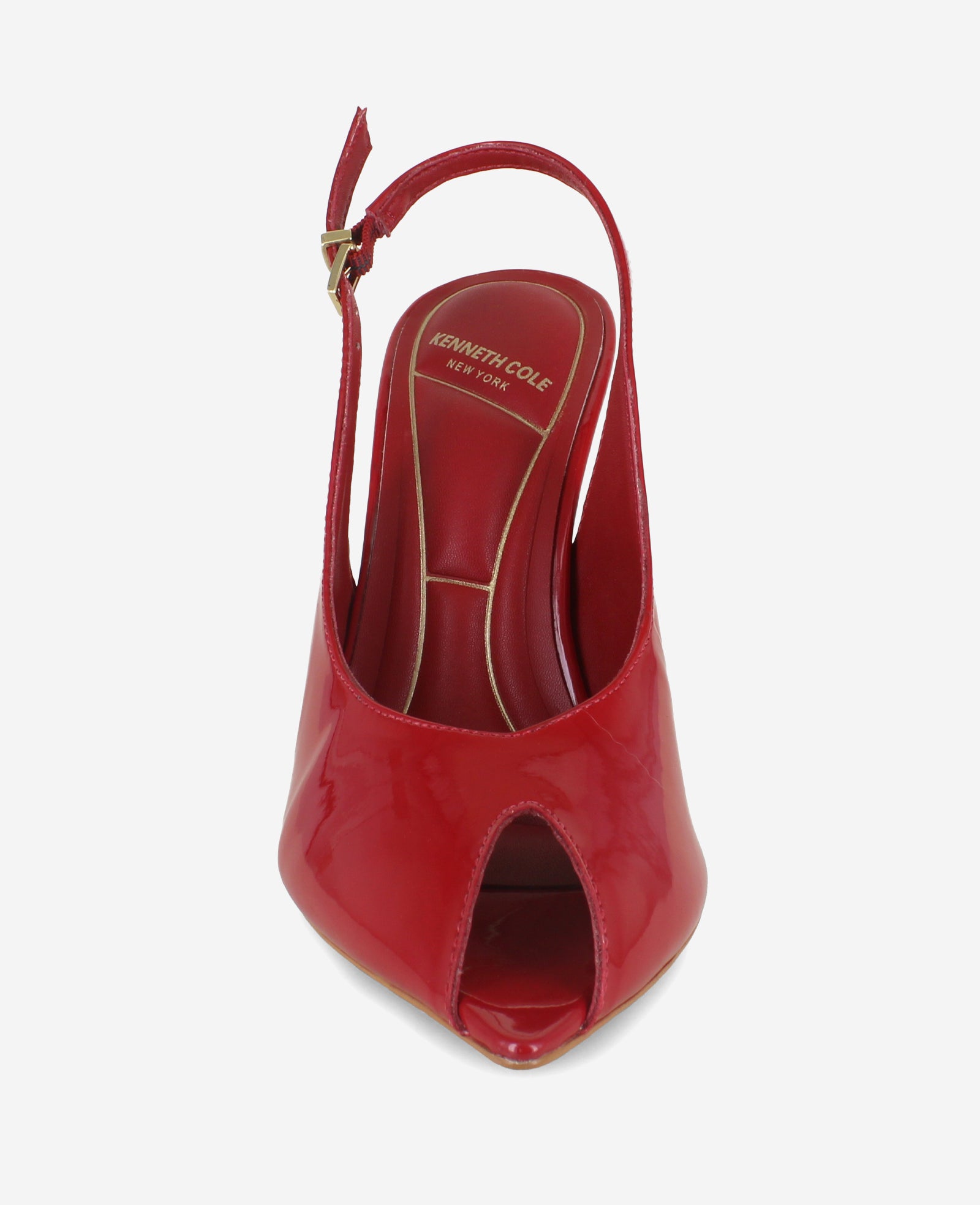 Priya Patent Peep-Toe Slingback Heel