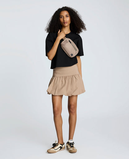 Pull-On Bubble Hem Mini Skirt