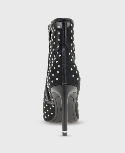 Quincy Mesh Micro Stud Heel Ankle Bootie