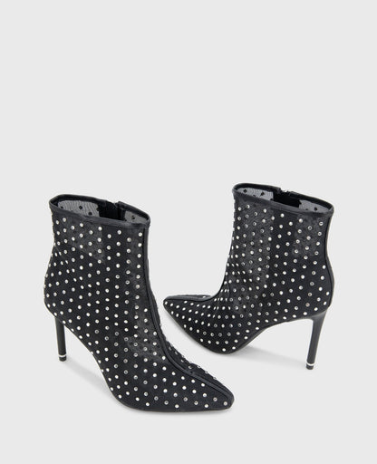 Quincy Mesh Micro Stud Heel Ankle Bootie