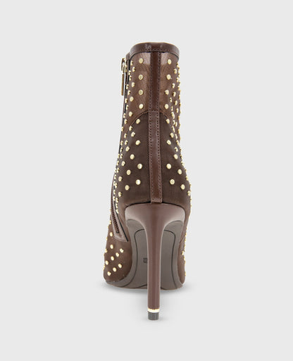 Quincy Mesh Micro Stud Heel Ankle Bootie