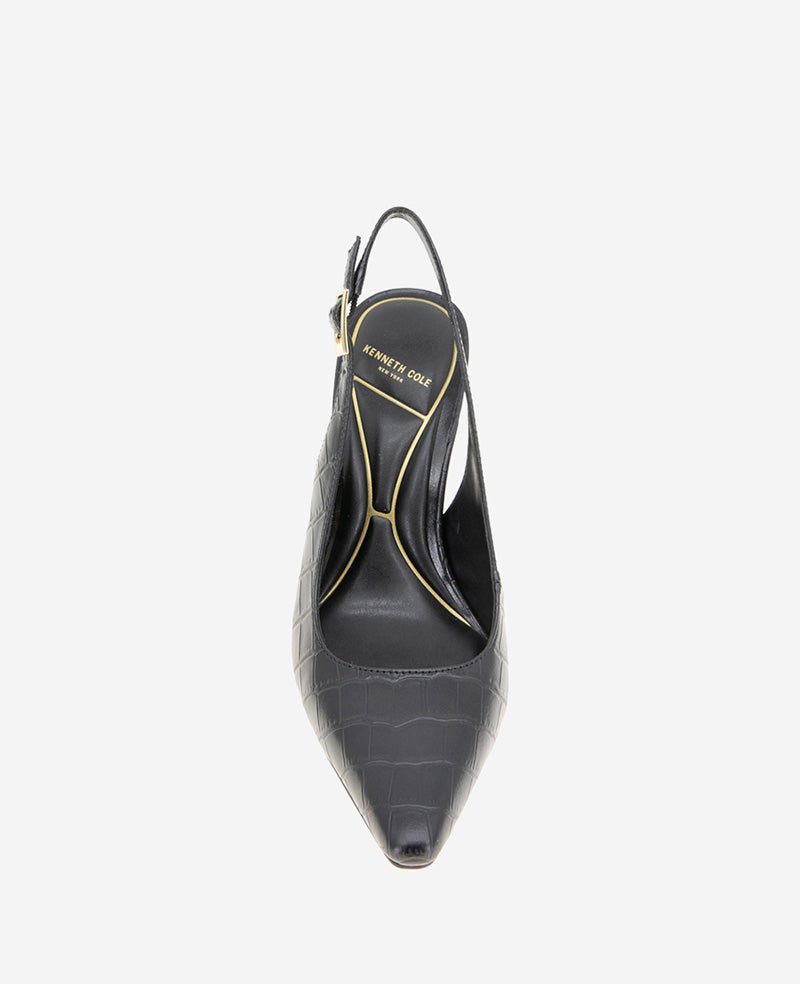 Quinnly Leather Croco Slingback Heel