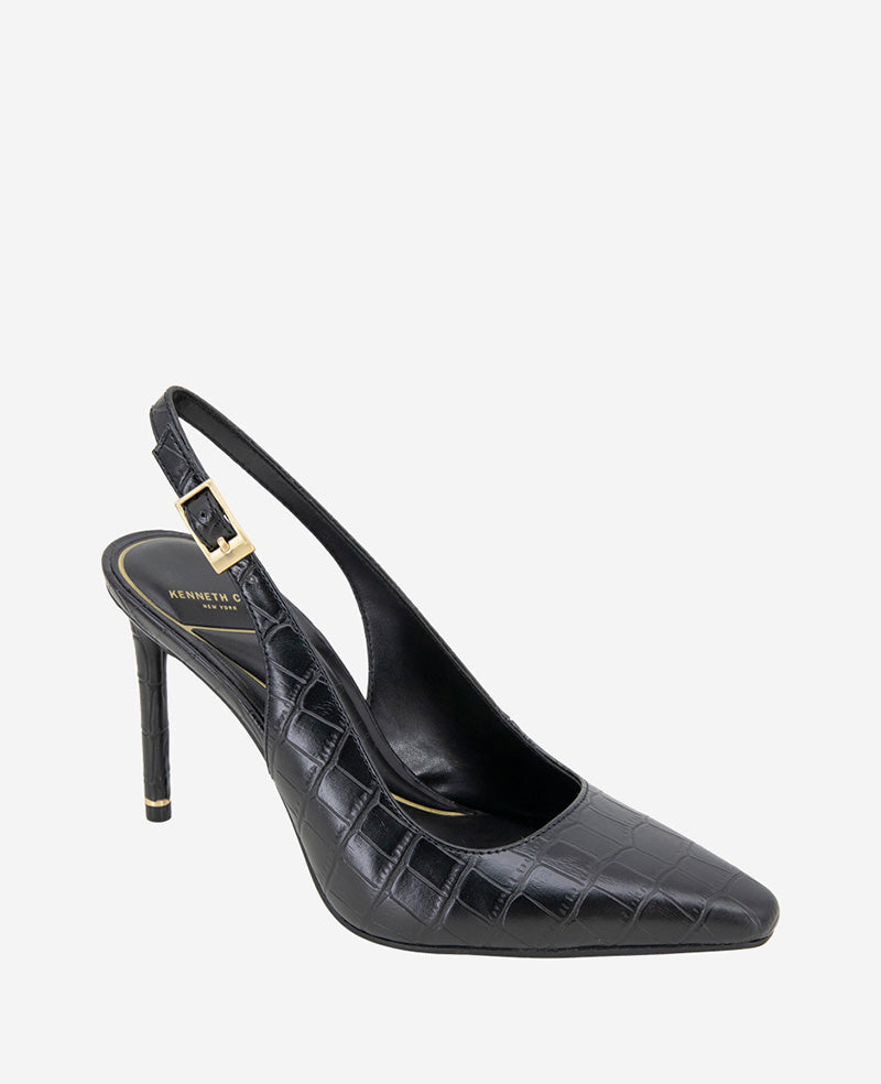 Quinnly Leather Croco Slingback Heel