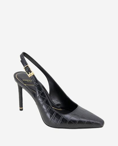 Quinnly Leather Croco Slingback Heel