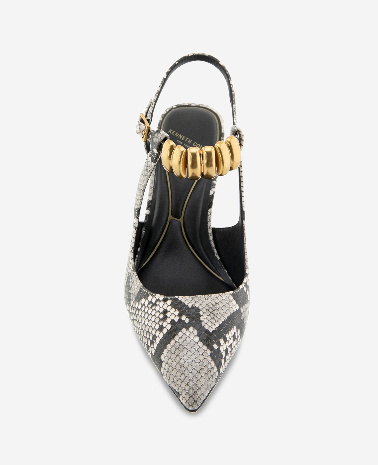 Romi Snake Print Hardware Ankle Slingback Heel