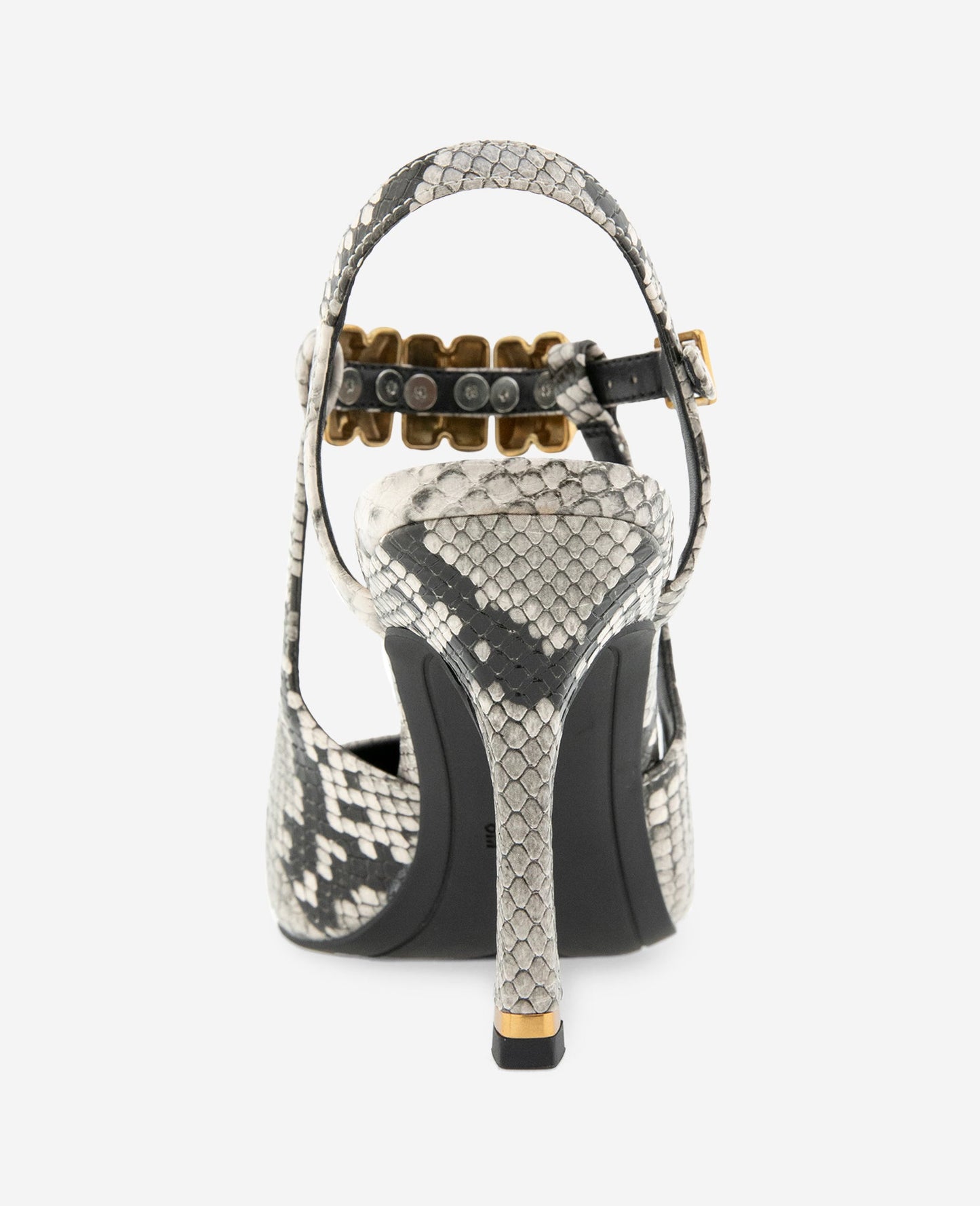 Romi Snake Print Hardware Ankle Slingback Heel