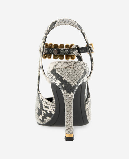 Romi Snake Print Hardware Ankle Slingback Heel