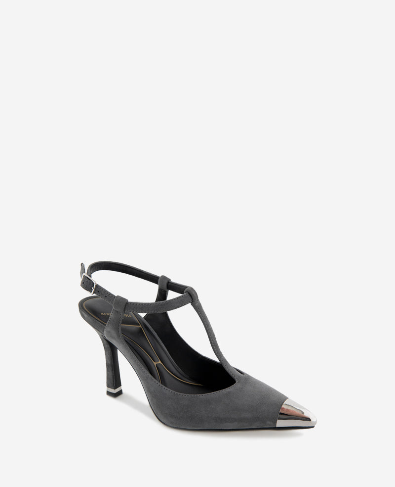 Romi T-Strap Suede Slingback Heel