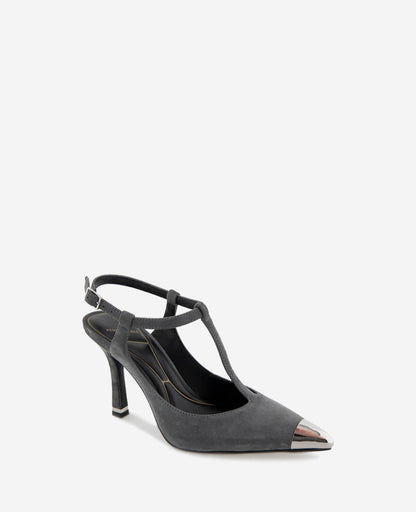 Romi T-Strap Suede Slingback Heel