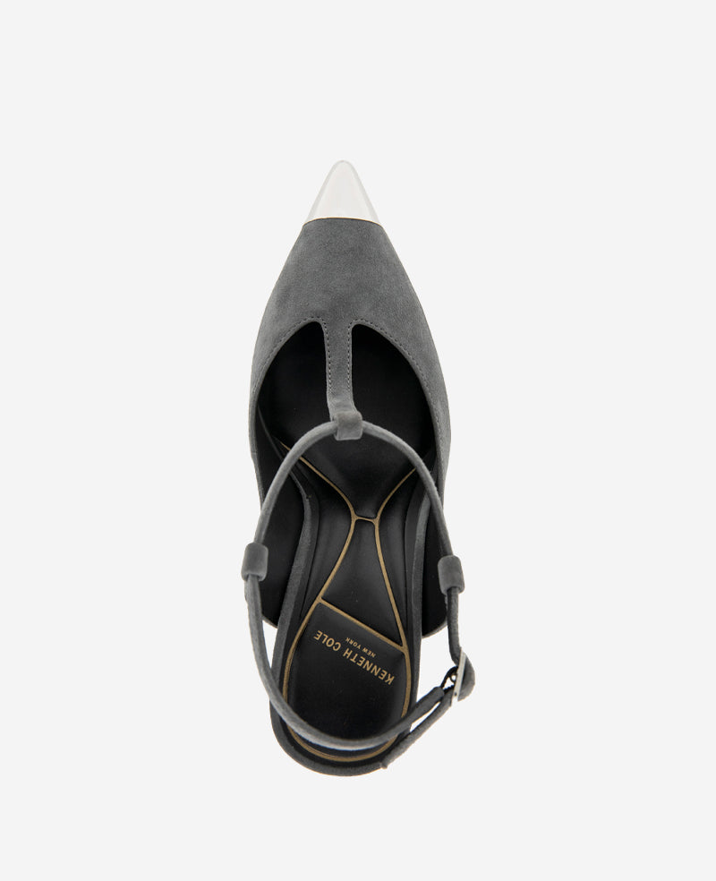 Romi T-Strap Suede Slingback Heel