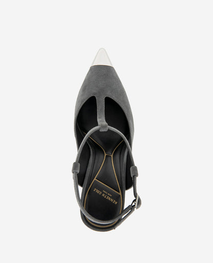 Romi T-Strap Suede Slingback Heel