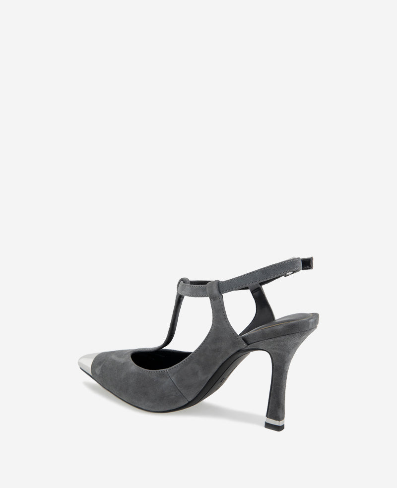 Romi T-Strap Suede Slingback Heel