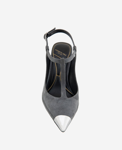 Romi T-Strap Suede Slingback Heel