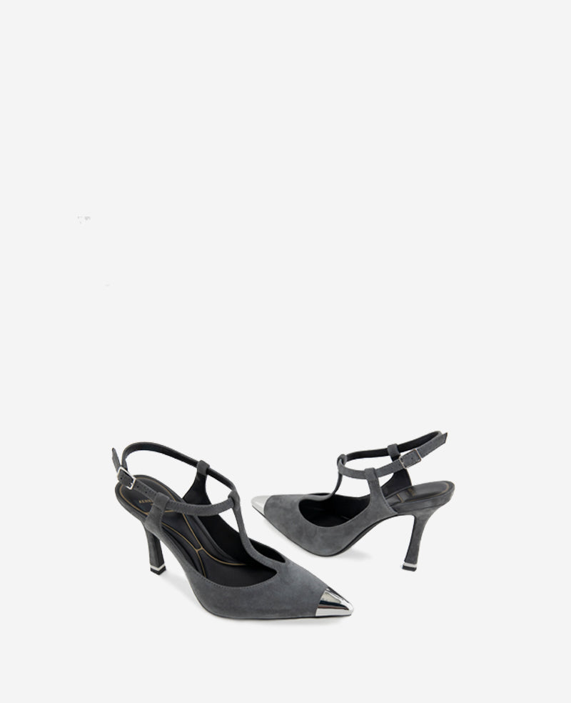 Romi T-Strap Suede Slingback Heel