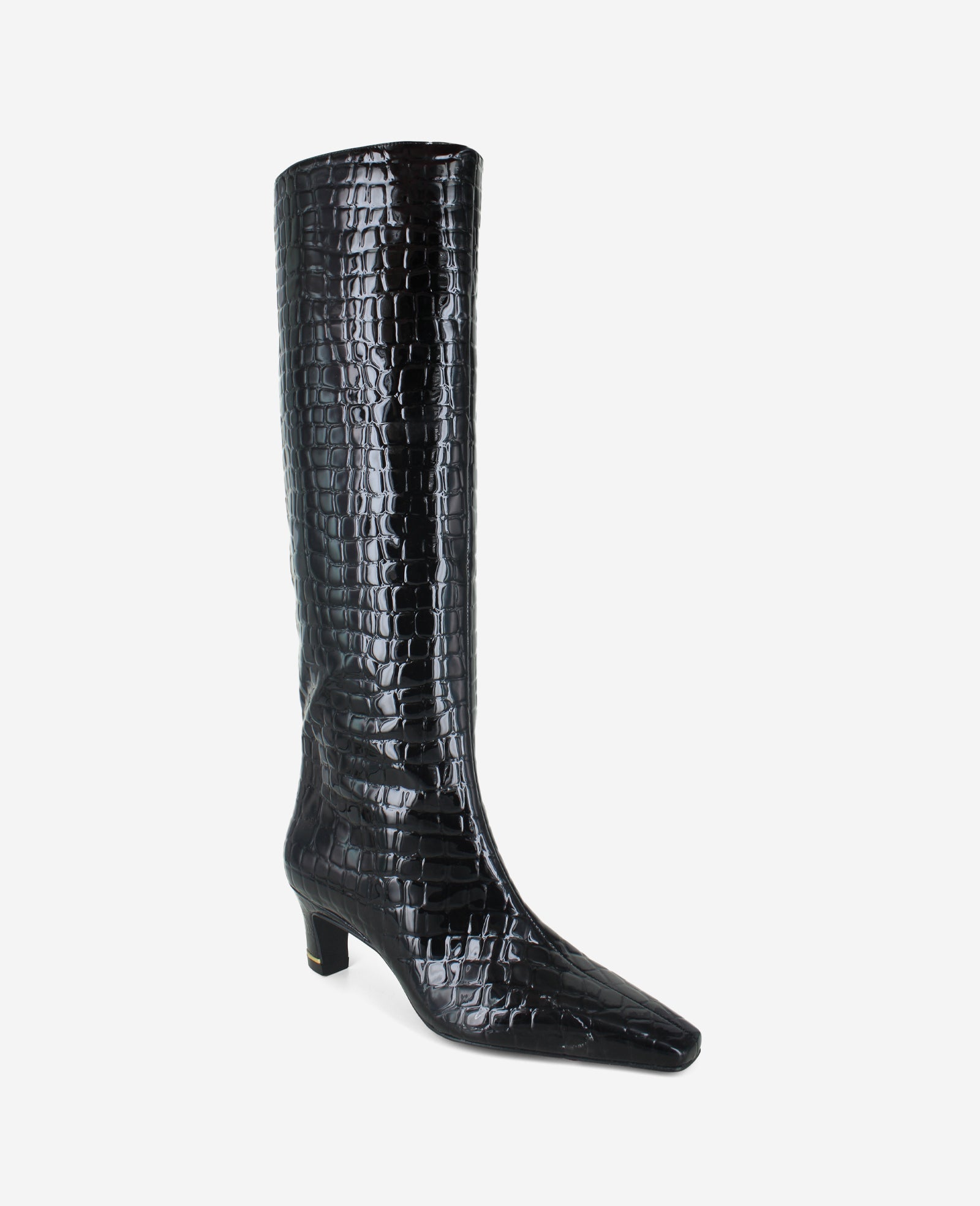 Rubia Croco Patent Tall Heel Boot