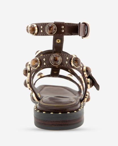 Ruby Leather Jewel Gladiator Sandal