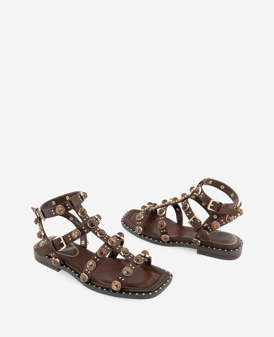Ruby Leather Jewel Gladiator Sandal