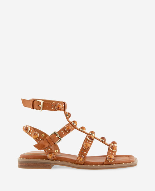 Ruby Leather Jewel Gladiator Sandal