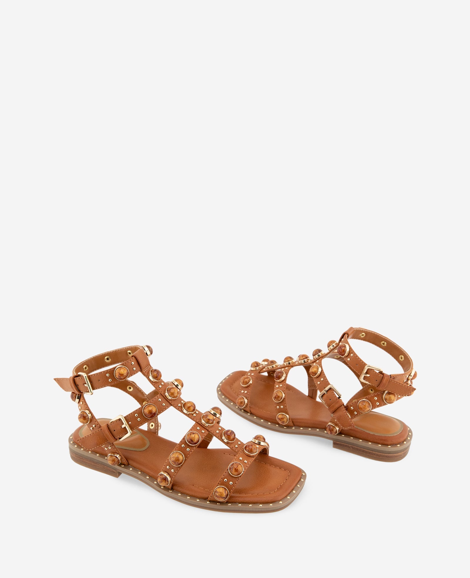 Ruby Leather Jewel Gladiator Sandal