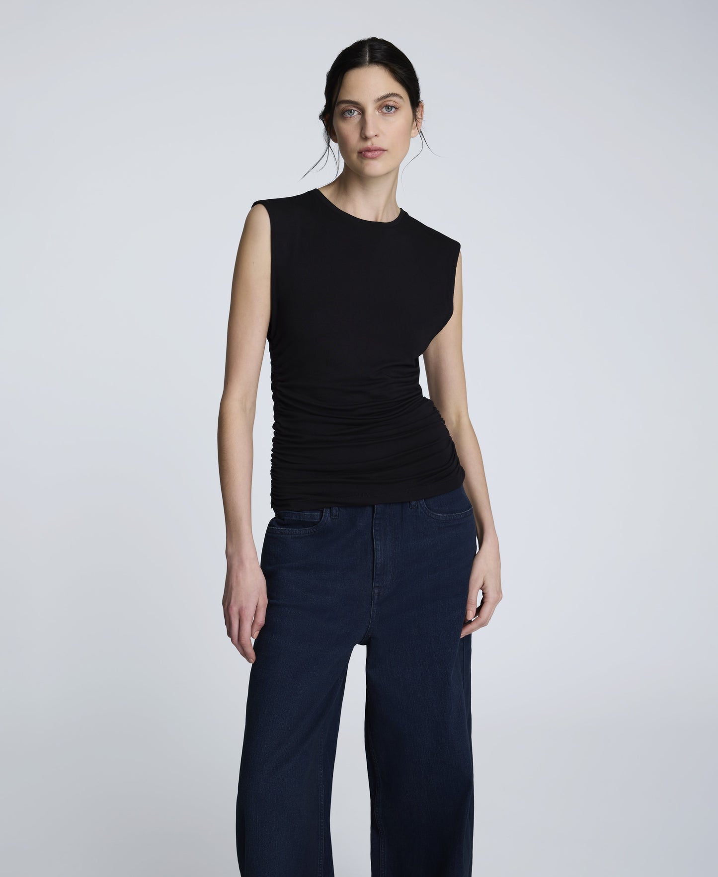 Sleeveless Side Rouched Knit Top
