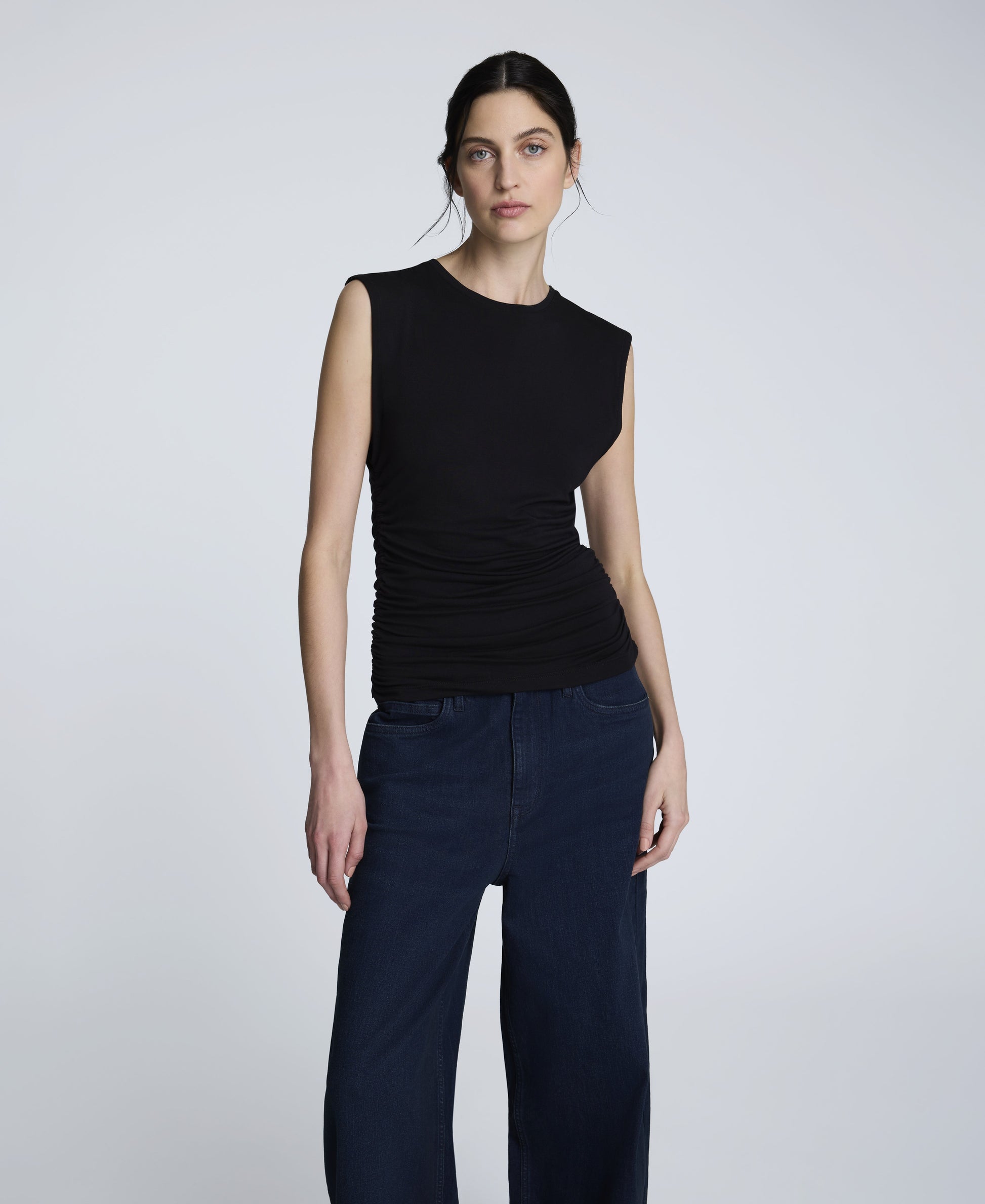 Sleeveless Side Rouched Knit Top