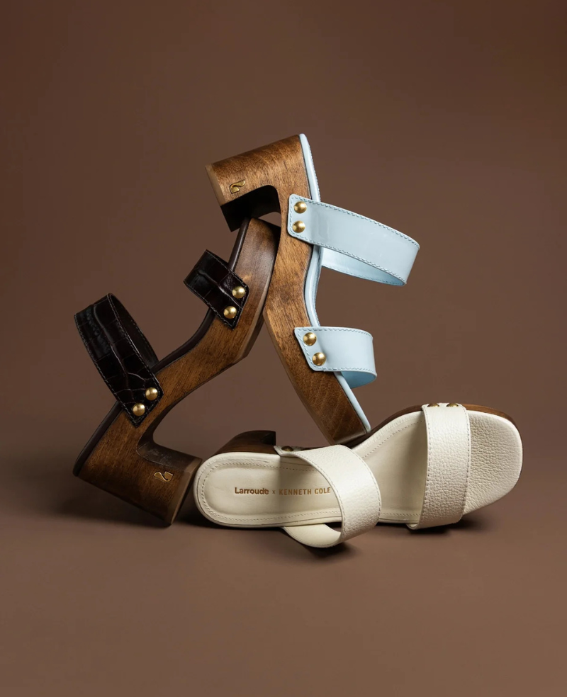 Larroudé x Kenneth Cole: Sandal Dark Oak Croco Leather